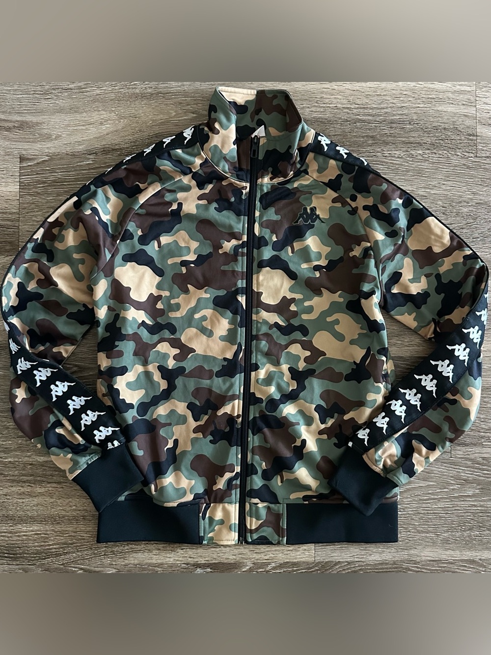 Kappa Woodland Camouflage Track Jacket 222 Banda Streetwear Omini Logo Small